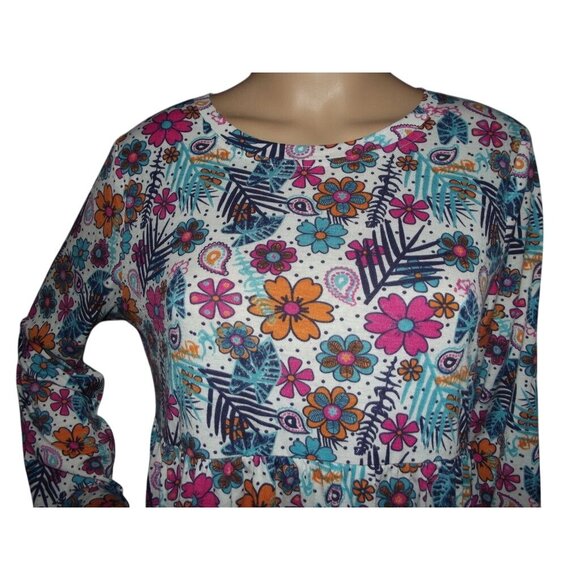 Jamby Tunic Top Womens Size Small Colorful Ditzy Floral shirt Artzy round long - Picture 4 of 8